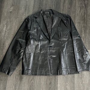 SHEIN Men's Sleek Black Leather Jacket
